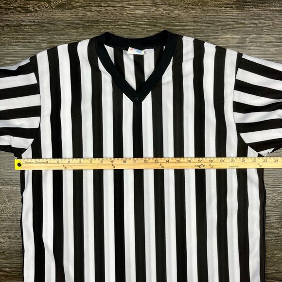 Majestic Referee Officials Jersey Shirt XL Black White Striped Vintage Sports - Picture 5 of 8